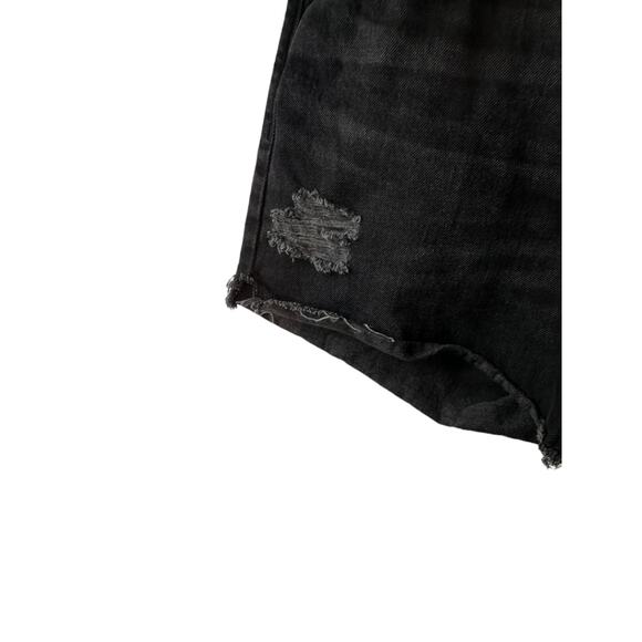 Old Navy Black High-Rise Slouchy Straight Distressed Cut-Off Jean Shorts Size 10 - Picture 8 of 8